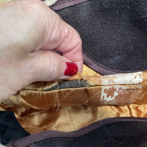 VTG 60s Deerskin Trading Post Suede Shearling Cloche Trilby Hat Union Made Sz M - Picture 11 of 11